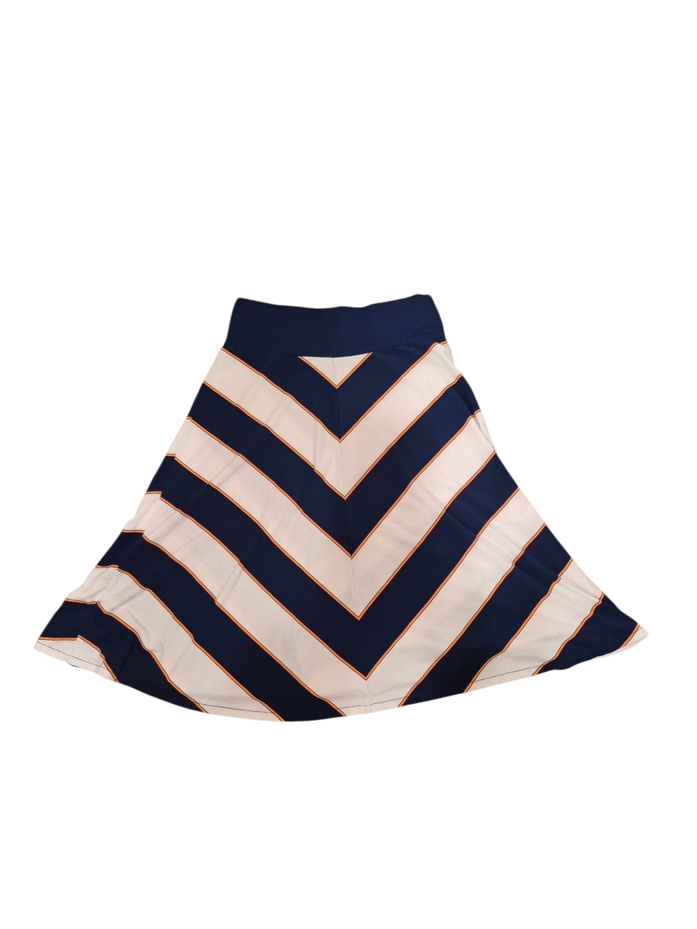 Old Navy Navy, White & Orange-Trim Chevron A-Line Skirt